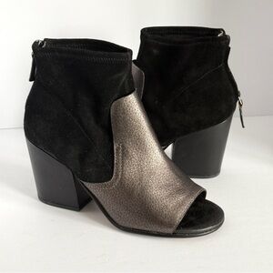 Naked Feet Beta Black and Bronze Open-toe Ankle Booties Size 9
